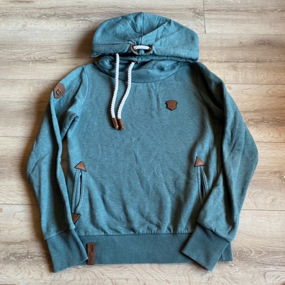 Naketano hoodie pullover cowl neck owl detail leather patches medium - Picture 4 of 14